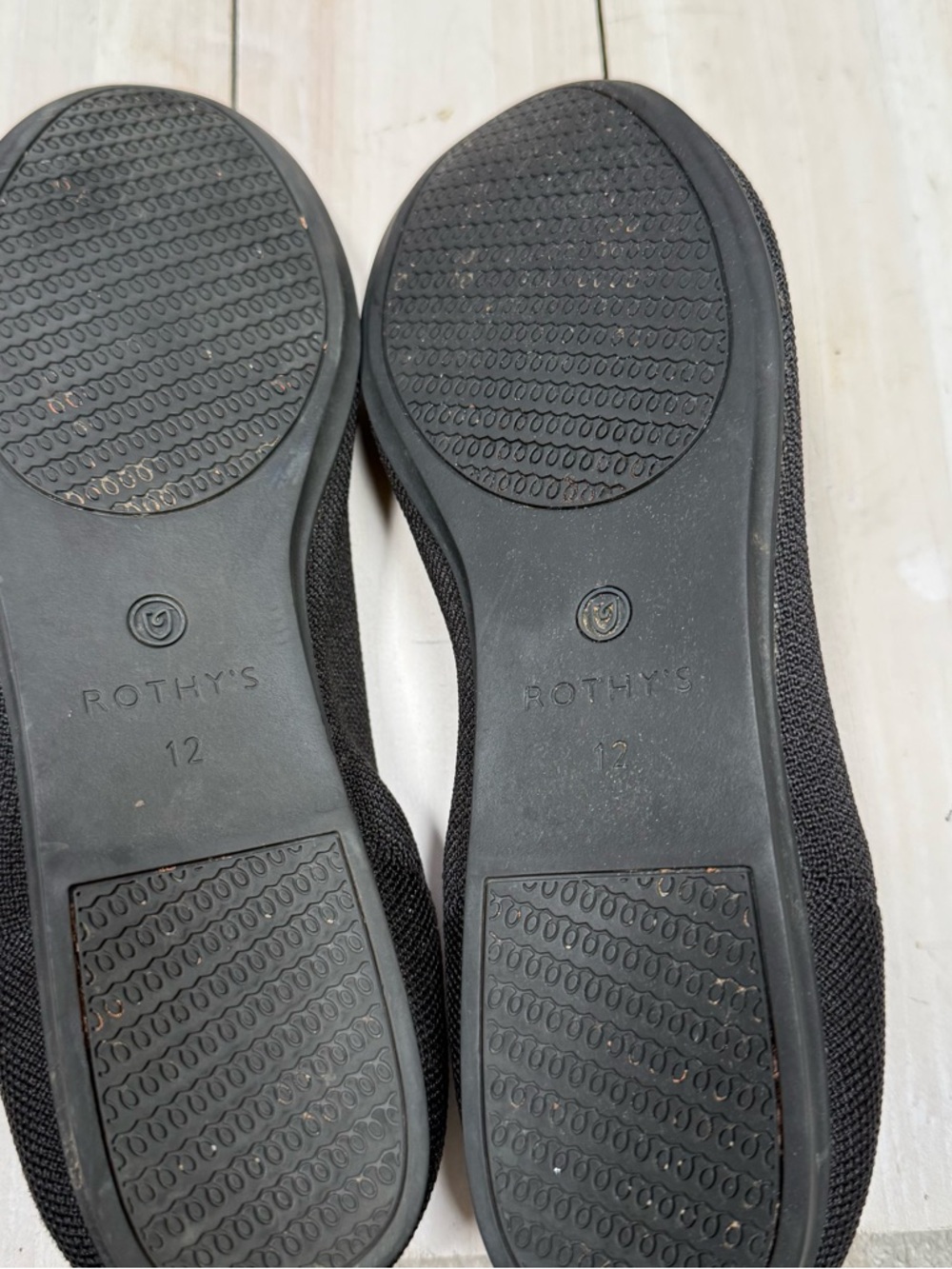Rothy's Black Knit Flats with Blue Trim - Picture 4 of 5